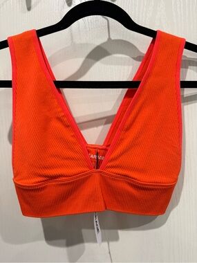 Garage Orange Ribbed V-Neck Bralette